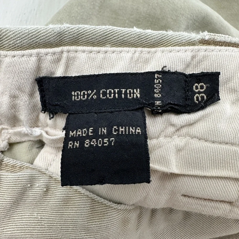 VTG Ron Herman Chino‎ PANTS 36x32 Men Beige Khaki Soft Cotton Flat Front Tag 38